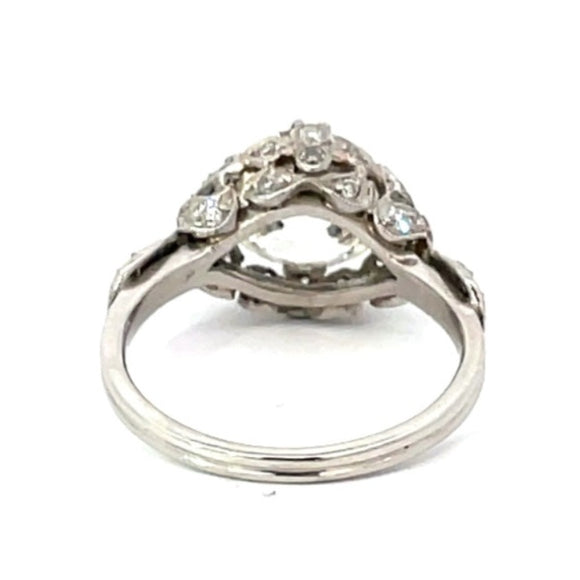 Front view of 2.97ct Old European Cut Diamond Engagement Ring, I color, Platinum