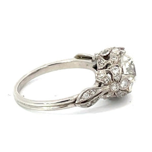 Side view of 2.97ct Old European Cut Diamond Engagement Ring, I color, Platinum