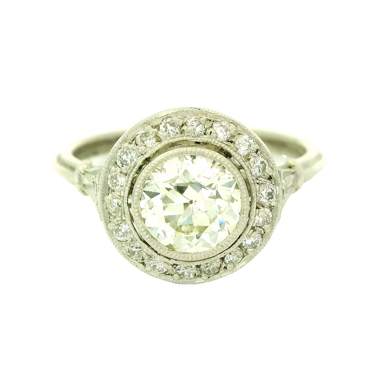 Front view of 1.00ct Old European Cut Diamond Engagement Ring