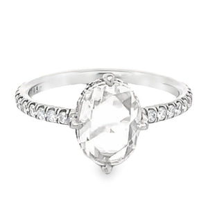 Front view of 1.55ct Rose Cut Diamond Engagement Ring, VS1 Clarity, Platinum