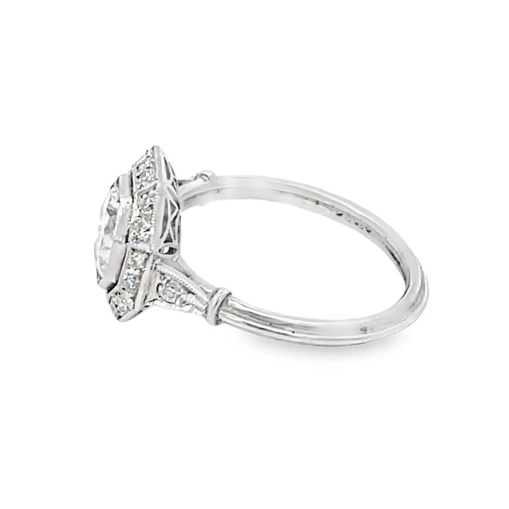 Side view of view of 1.00ct Old European Cut Diamond Engagement Ring