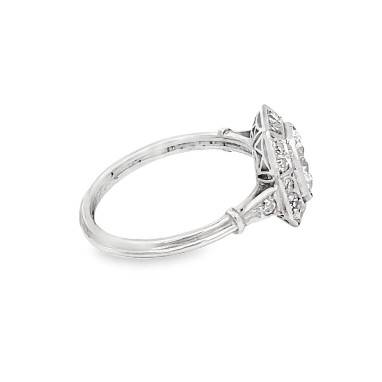 Side view of 1.00ct Old European Cut Diamond Engagement Ring