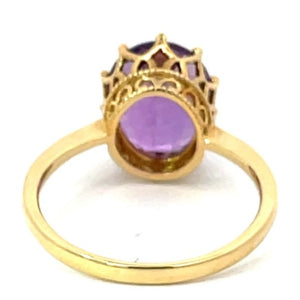 Back view of 3.38ct Oval Cut Natural Amethyst Engagement Ring, 18k Yellow Gold