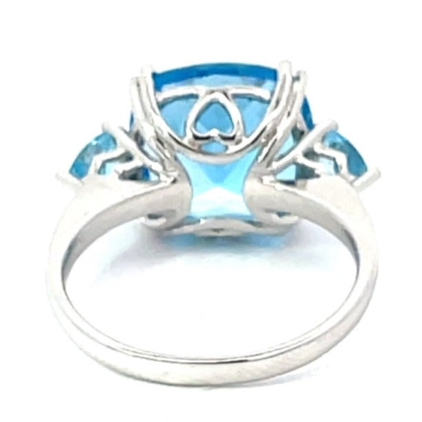 Back view of 8.70ct Cushion Cut Topaz Cocktail Ring, 18k White Gold