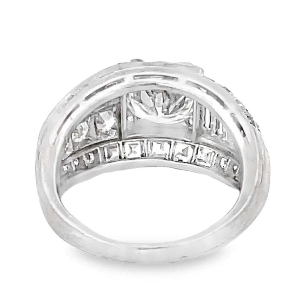 Back view of Vintage 1.90ct Transitional Cut Diamond Engagement Ring, H color, Platinum