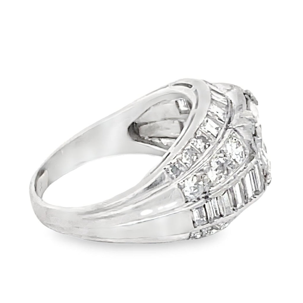 Side view of Vintage 1.90ct Transitional Cut Diamond Engagement Ring, H color, Platinum