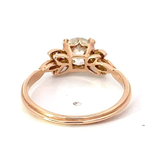 Front view of 1.18ct Old European Cut Diamond Engagement Ring, 18k Rose Gold