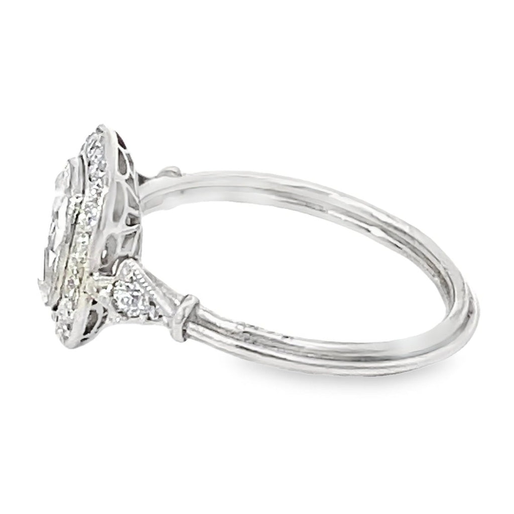 Side view of GIA 1.00ct Rose Cut Diamond Engagement Ring