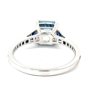 Back view of 1.43ct Asscher Cut Aquamarine Engagement Ring, Platinum