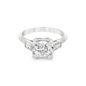 Front view of Vintage GIA 1.06ct Old European Cut Diamond Engagement Ring