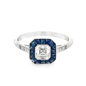 Front view of GIA 0.50ct Asscher Cut Diamond Engagement Ring, VS1 Clarity, Platinum