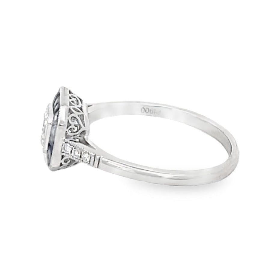 Side view of GIA 0.50ct Asscher Cut Diamond Engagement Ring, VS1 Clarity, Platinum