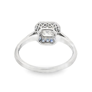 Back view of GIA 0.50ct Asscher Cut Diamond Engagement Ring, VS1 Clarity, Platinum