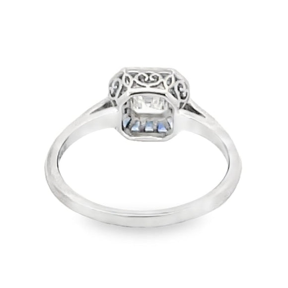 Front view of GIA 0.50ct Asscher Cut Diamond Engagement Ring, VS1 Clarity, Platinum