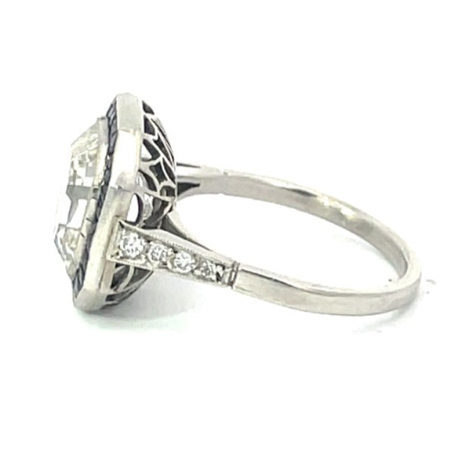 Side view of GIA 5.03ct Asscher Cut Diamond Engagement Ring