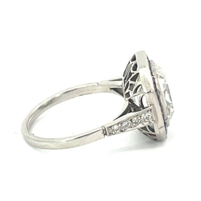 Side view of GIA 5.03ct Asscher Cut Diamond Engagement Ring
