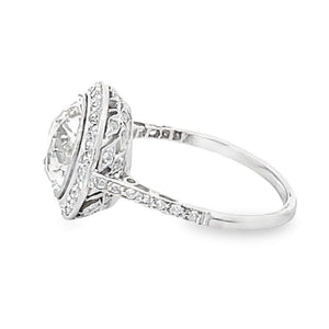 Side view of 4.37ct Old European Cut Diamond Engagement Ring