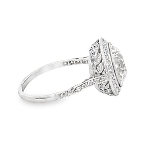 Side view of 4.37ct Old European Cut Diamond Engagement Ring