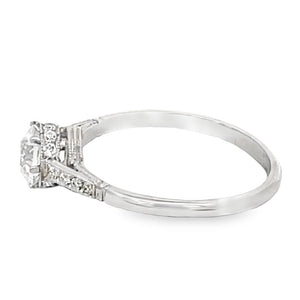 Side view of 0.59ct Old European Cut Diamond Engagement Ring, G Color, Platinum