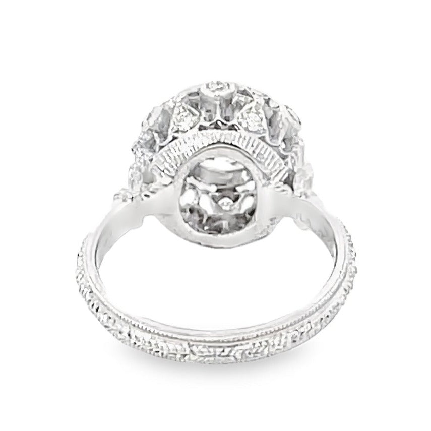 Back view of Vintage Buccellati GIA 2.23ct Diamond Engagement Ring, E Color, 18k White Gold