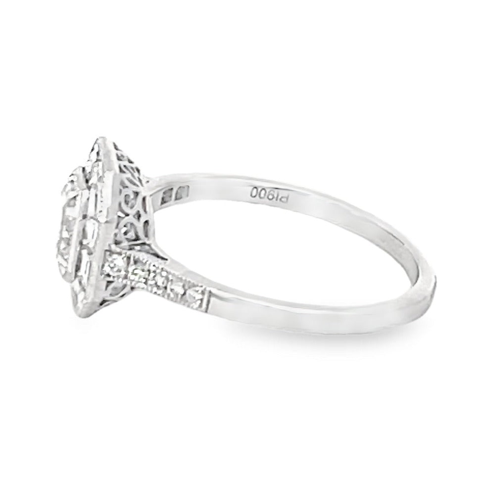 Side view of GIA 0.80ct Asscher Cut Diamond Engagement Ring
