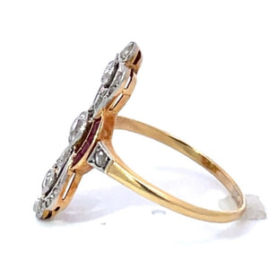 Side view of Antique 0.15ct Old European Cut Diamond Cocktail Ring, 18k Yellow Gold