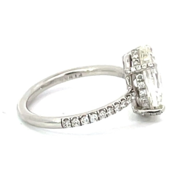 Side view of GIA 3.02ct Rose Cut Diamond Engagement Ring, I color, Platinum