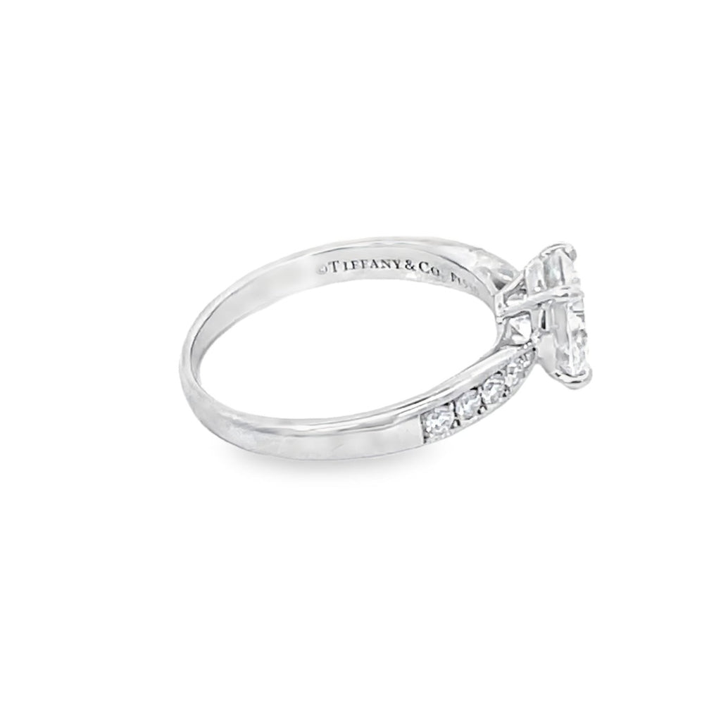 Side view of Tiffany & Co. GIA 1.10ct Round Brilliant Cut Diamond Engagement Ring
