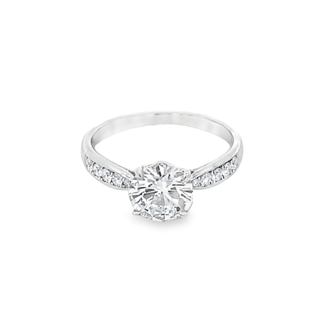 Front view of Tiffany & Co. GIA 1.10ct Round Brilliant Cut Diamond Engagement Ring