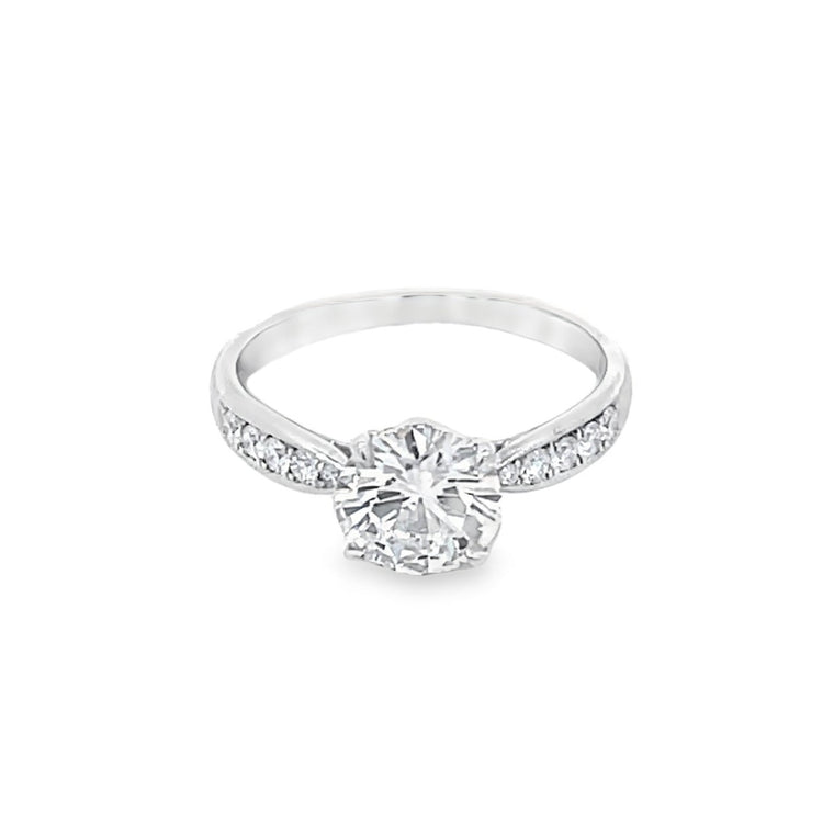Front view of Tiffany & Co. GIA 1.10ct Round Brilliant Cut Diamond Engagement Ring