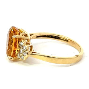 Side view of 2.97ct Oval Cut Natural Citrine Cocktail Ring, 18k Yellow Gold