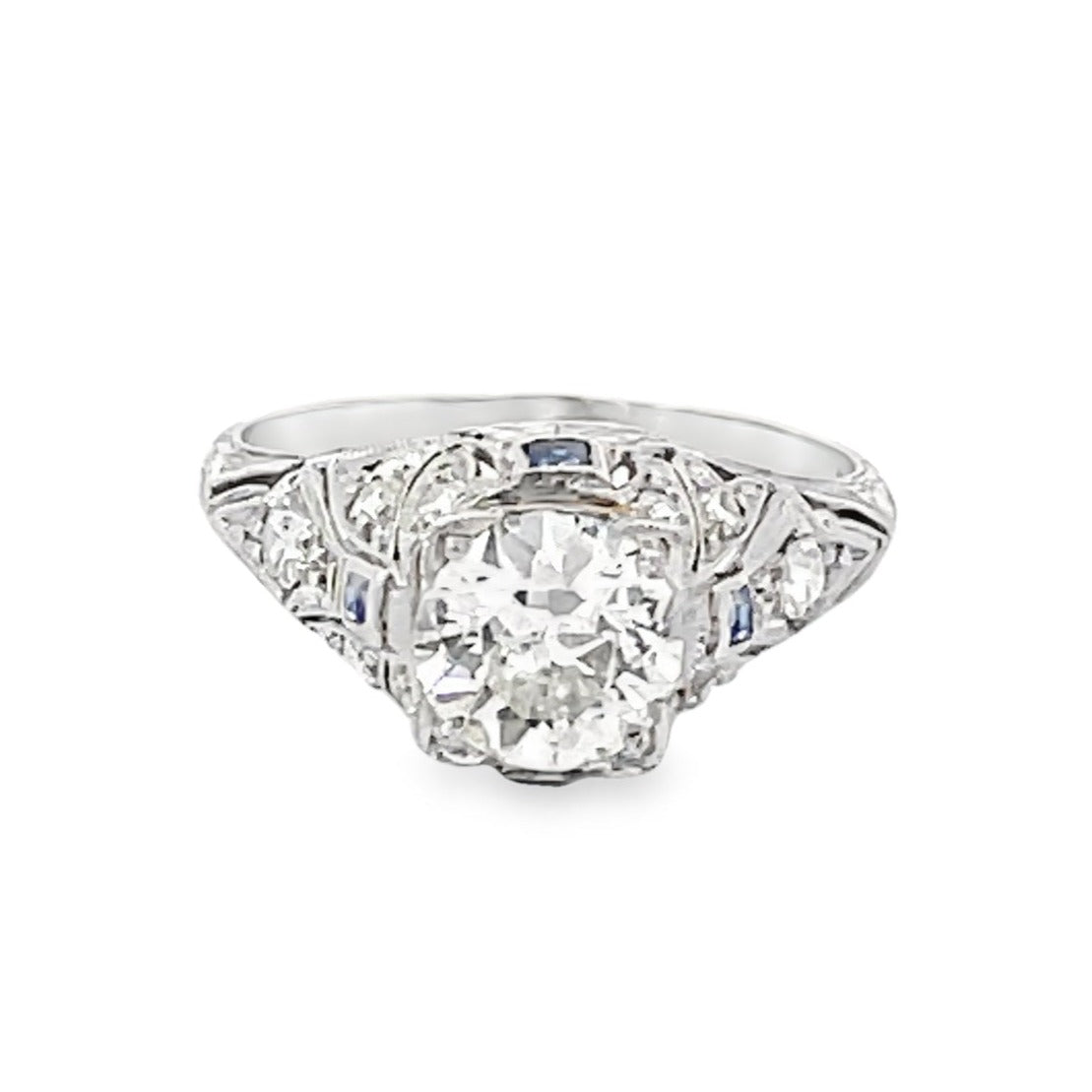 Front view of Antique 1.20ct Old European Cut Diamond Engagement Ring