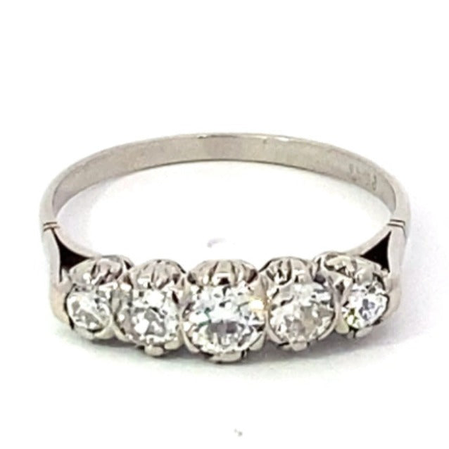 Front view of Antique 0.49ct Old European Cut Diamond Engagement Ring, Platinum