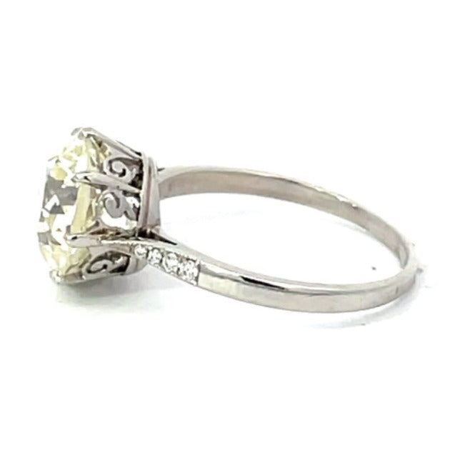 Side view of Antique 4.25ct Old European Cut Diamond Engagement Ring