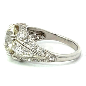 Side view of 4.22ct Old European Cut Diamond Engagement Ring