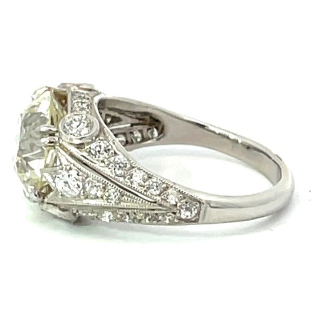 Side view of 4.22ct Old European Cut Diamond Engagement Ring