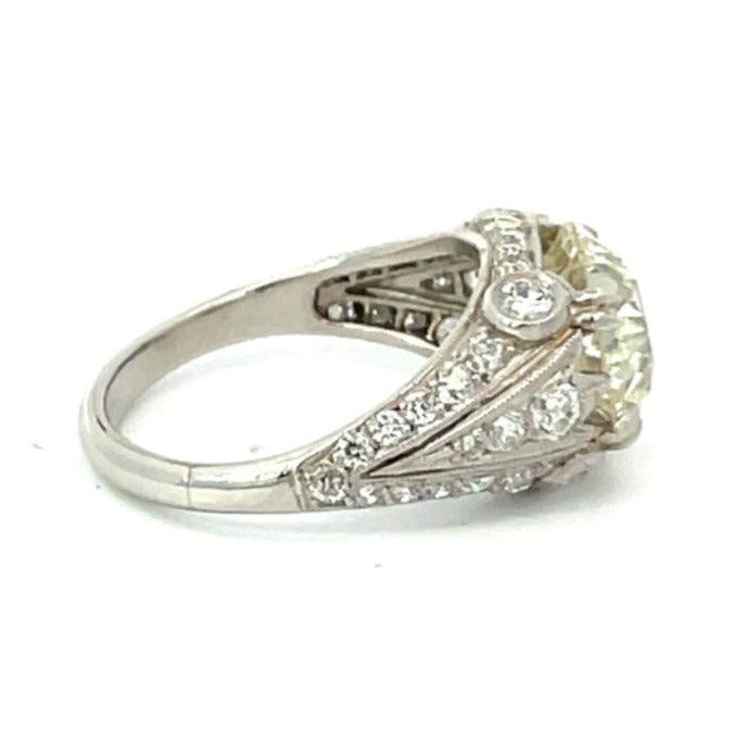 Side view of 4.22ct Old European Cut Diamond Engagement Ring