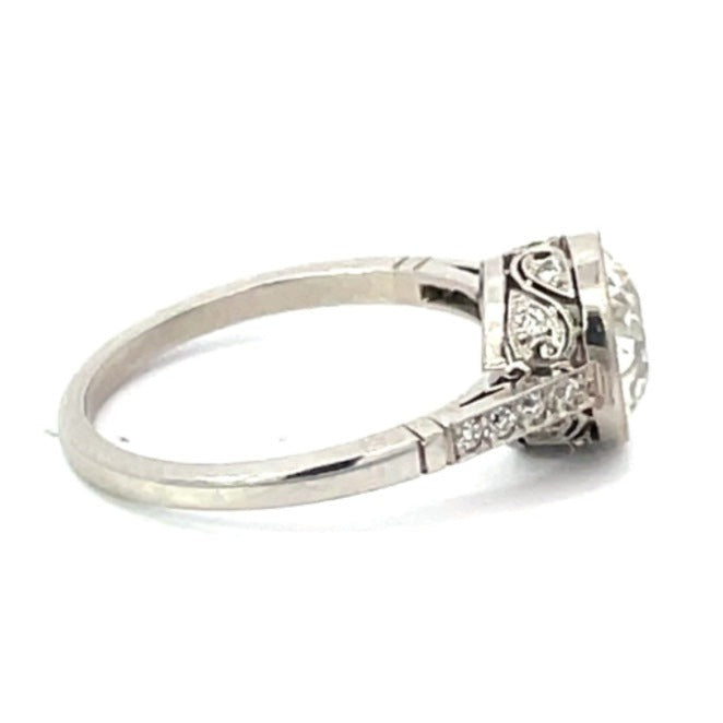 Side  view of 2.00ct Old European Cut Diamond Engagement Ring, Platinum
