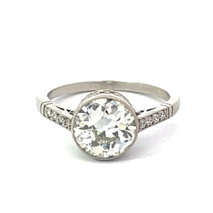 Front view of 2.00ct Old European Cut Diamond Engagement Ring, Platinum