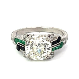 Front view of 2.84ct Old European Cut Diamond Engagement Ring, VS1 Clarity, Platinum