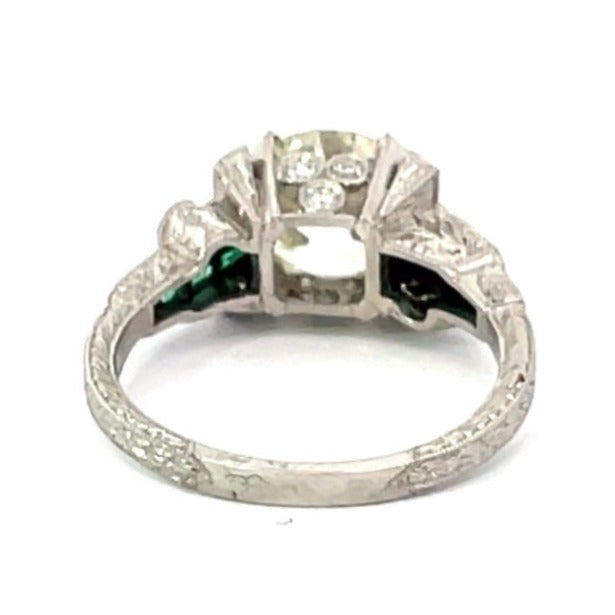 Back view of 2.84ct Old European Cut Diamond Engagement Ring, VS1 Clarity, Platinum