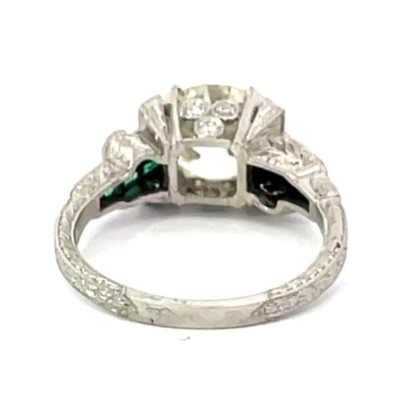 Front view of 2.84ct Old European Cut Diamond Engagement Ring, VS1 Clarity, Platinum