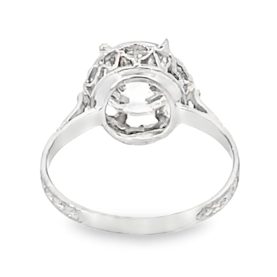 Back view of Antique 2.88ct Old European Cut Diamond Engagement Ring, VS1 Clarity, Platinum