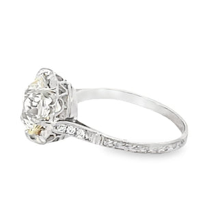 Side view of Antique 2.88ct Old European Cut Diamond Engagement Ring, VS1 Clarity, Platinum