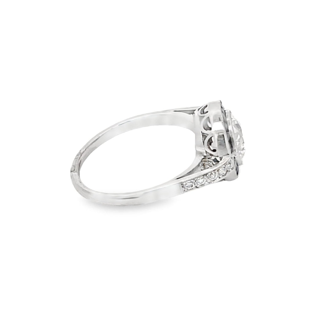 Side view of 1.17ct Old European Cut Diamond Engagement Ring