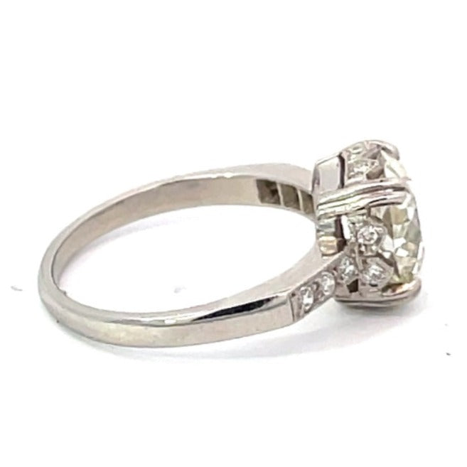Side view of 2.27ct Old European Cut Diamond Engagement Ring, Platinum