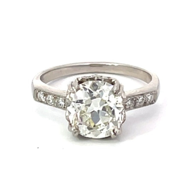 Front view of 2.27ct Old European Cut Diamond Engagement Ring, Platinum