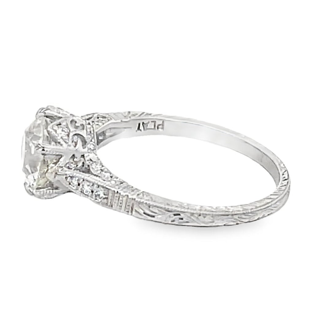 Side view of 1.68ct Old European Cut Diamond Engagement Ring, Platinum