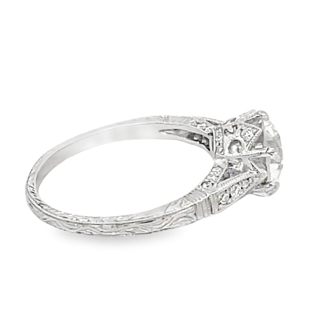 Side view of 1.68ct Old European Cut Diamond Engagement Ring, Platinum