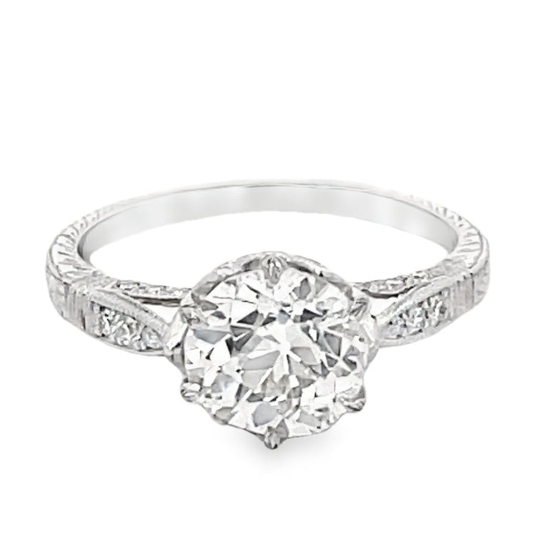 Front view of 1.68ct Old European Cut Diamond Engagement Ring, Platinum
